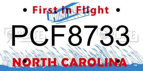 PCF8733 North Carolina License Plate