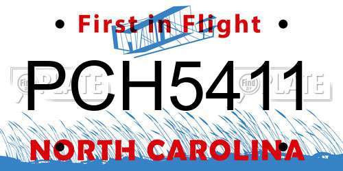 PCH5411 North Carolina License Plate