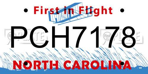 PCH7178 North Carolina License Plate