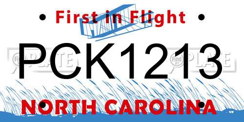 PCK1213 North Carolina License Plate