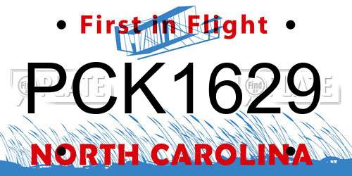 PCK1629 North Carolina License Plate