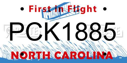 PCK1885 North Carolina License Plate
