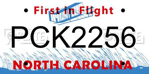 PCK2256 North Carolina License Plate