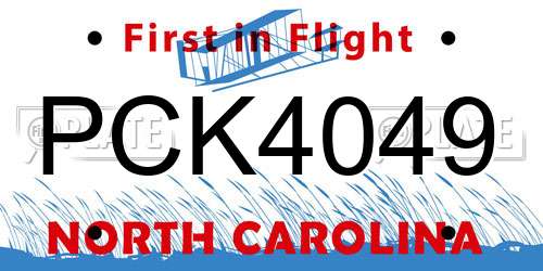 PCK4049 North Carolina License Plate