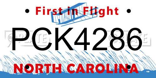 PCK4286 North Carolina License Plate
