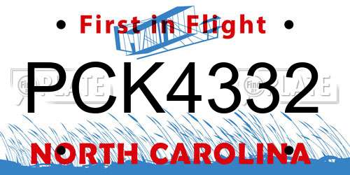 PCK4332 North Carolina License Plate