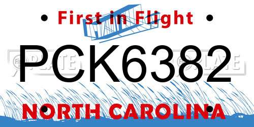 PCK6382 North Carolina License Plate