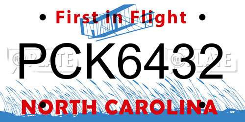 PCK6432 North Carolina License Plate