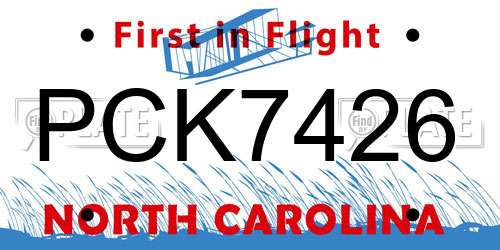 PCK7426 North Carolina License Plate