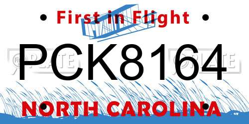 PCK8164 North Carolina License Plate