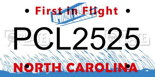 PCL2525 North Carolina License Plate