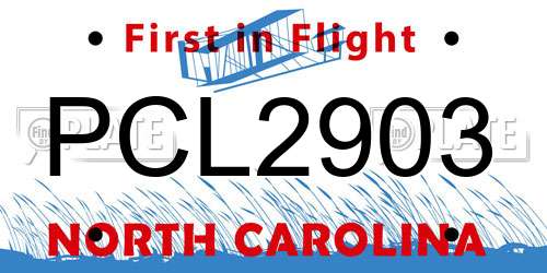 PCL2903 North Carolina License Plate