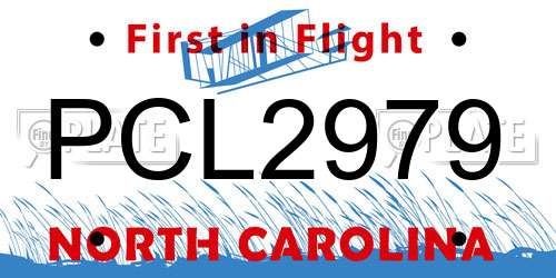 PCL2979 North Carolina License Plate