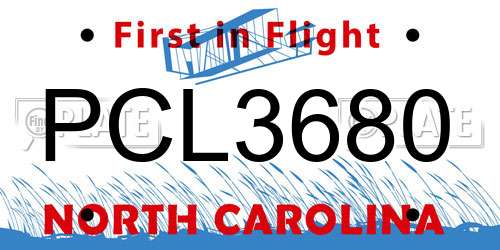 PCL3680 North Carolina License Plate
