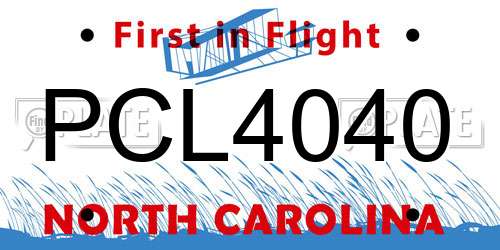 PCL4040 North Carolina License Plate
