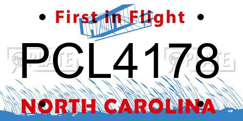 PCL4178 North Carolina License Plate