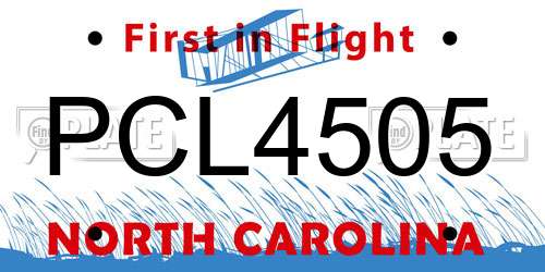 PCL4505 North Carolina License Plate