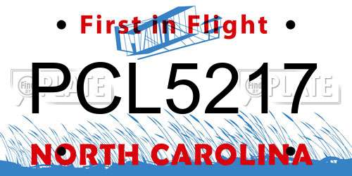 PCL5217 North Carolina License Plate
