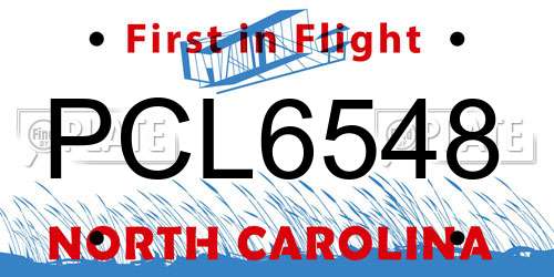 PCL6548 North Carolina License Plate