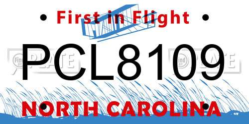 PCL8109 North Carolina License Plate