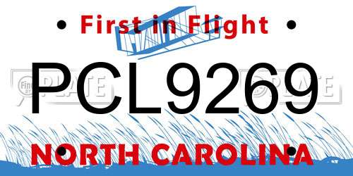 PCL9269 North Carolina License Plate