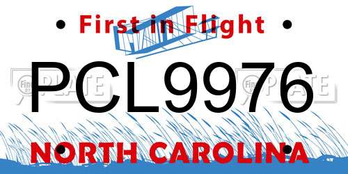 PCL9976 North Carolina License Plate