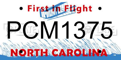 PCM1375 North Carolina License Plate