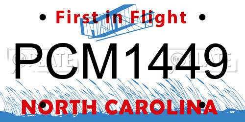 PCM1449 North Carolina License Plate