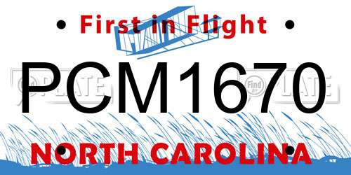 PCM1670 North Carolina License Plate