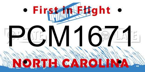 PCM1671 North Carolina License Plate