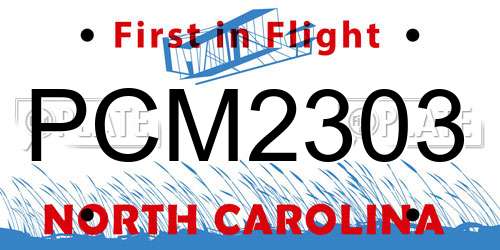 PCM2303 North Carolina License Plate