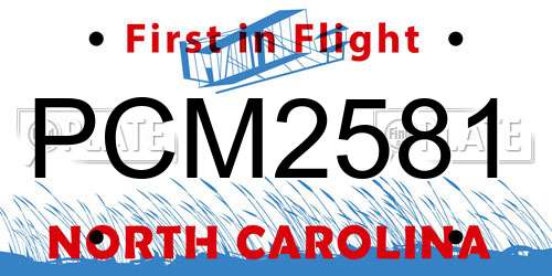 PCM2581 North Carolina License Plate
