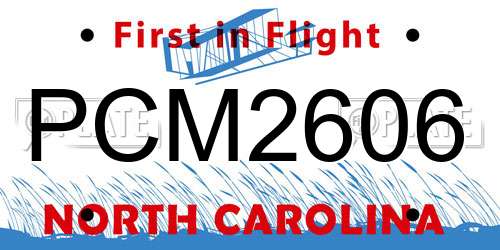 PCM2606 North Carolina License Plate