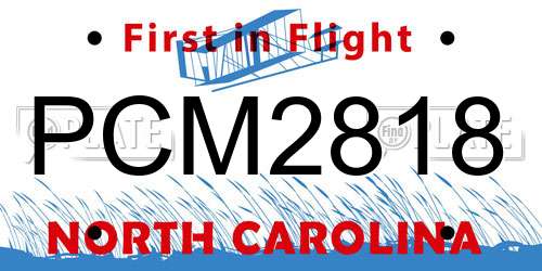 PCM2818 North Carolina License Plate