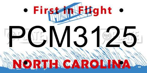PCM3125 North Carolina License Plate