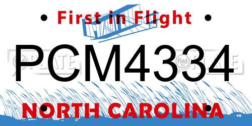 PCM4334 North Carolina License Plate