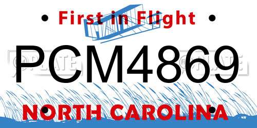 PCM4869 North Carolina License Plate