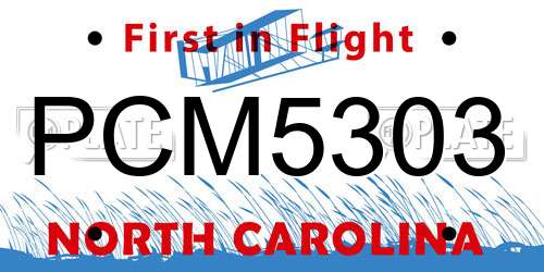 PCM5303 North Carolina License Plate