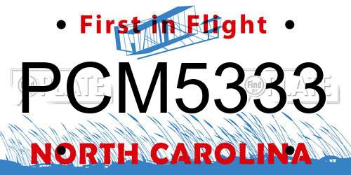 PCM5333 North Carolina License Plate