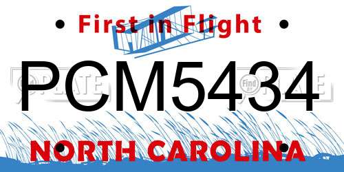 PCM5434 North Carolina License Plate
