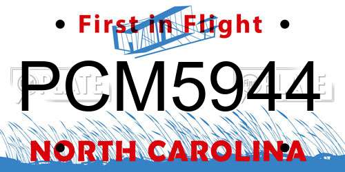 PCM5944 North Carolina License Plate