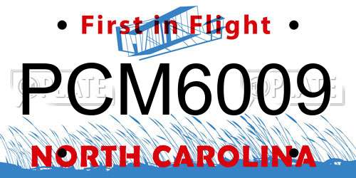 PCM6009 North Carolina License Plate