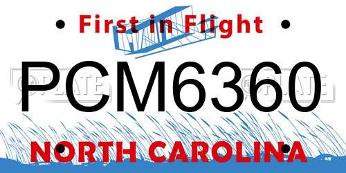 PCM6360 North Carolina License Plate