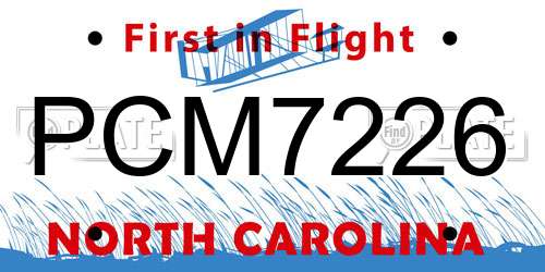 PCM7226 North Carolina License Plate