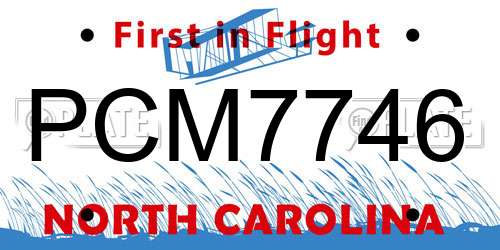 PCM7746 North Carolina License Plate
