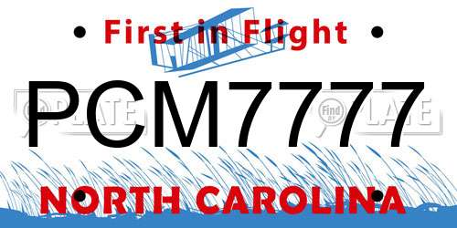 PCM7777 North Carolina License Plate