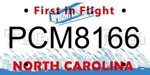 PCM8166 North Carolina License Plate