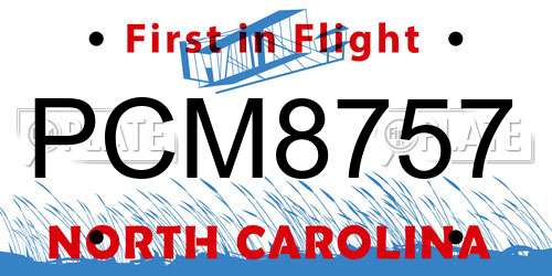PCM8757 North Carolina License Plate