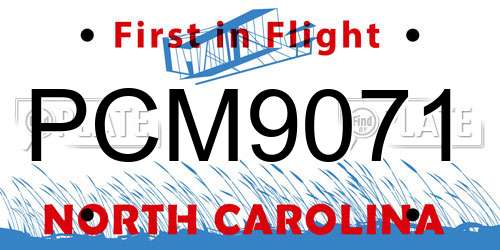 PCM9071 North Carolina License Plate