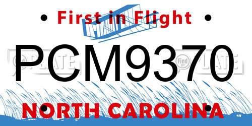PCM9370 North Carolina License Plate